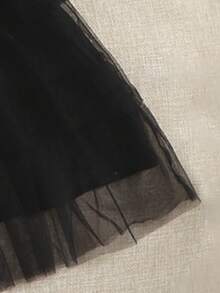 Girls Cartoon Print T-Shirt And Layered Mesh Skirt - White - View 6