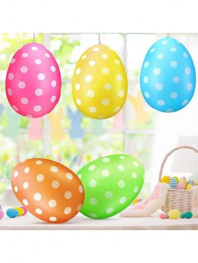 5pcs Easter Egg Balloons, Easter Egg Balloons With Rabbit Elements, Suitable For Easter Party Decoration And Home Decor