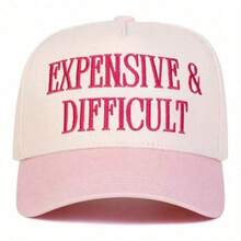 1pc Women's "Expensive & Difficult" Embroidered Letter Trucker Hat, Casual Baseball Cap, Suitable For Spring, Autumn, Street, Travel, Beach Vacation - Black - View 5