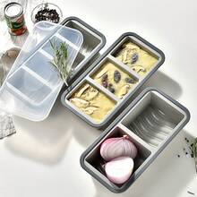 1 pieza. Caja de almacenamiento de silicona de gran capacidad con tapa abatible, contenedor de almacenamiento específico para cocina y congelador, molde de cubitos de hielo de tira larga para congelar sopa, compartimentador de ingredientes para hornear, de doble uso para refrigeración y congelación. Material de silicona. Contenedor de cocina para hacer hielo en el congelador. Estilo sencillo y conveniente. Sellado para mantener la frescura. + Compartimentación multiusos + Diseño de desmoldeo fácil. - Multicolor - Ver 5