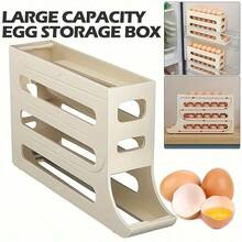 Refrigerator Egg Storage Box, Automatic Egg Rolling Rack, Large Capacity Refrigerator Dedicated Egg Rack Storage Box, Rolling Egg Storage Box, Refrigerator Side Door Egg Paper Box, Egg Holder Dedicated Fresh-Keeping Box - White - View 4