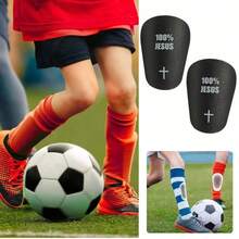 1 Pair Football Mini Shin Guards, Black & White Cross Series, Unisex Thick Sports Protective Gear, Leg-Hugging Design, Suitable For All Seasons - 100% Cross - View 5