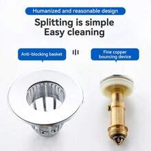 2 X Universal Bathroom Sink Stopper Pop Up Drain Filter Plug Wash Basin Core - 銀色 - 查看 4