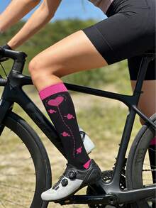 4/8 Pares de Meias de Compressão com Laço Rosa para Mulheres e Homens, Melhor Suporte para Esportes, Corrida, Ciclismo, Viagens de Avião, Presente para Namorada, Mãe, Avó, Professor, Dia dos Namorados - Multicolorido - Visão 6