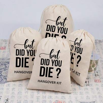 Bộ 4 túi vải muslin hữu cơ cao cấp có dây rút, kích thước 4x6 inch, thích hợp làm quà tặng tiệc cưới, quà tặng độc thân, bộ dụng cụ giải rượu, quà tặng ngày lễ, túi đựng đồ bằng cotton.