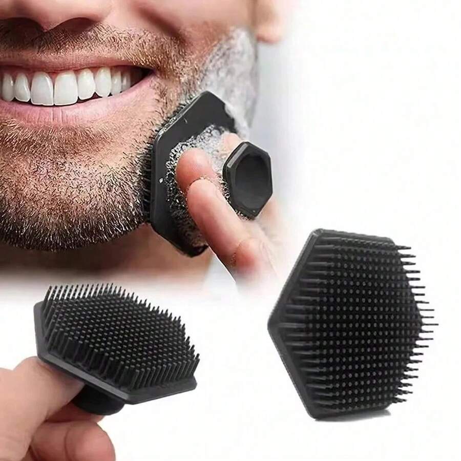 1pc Multi-Functional Facial Brush, Deep Cleansing, Fine Bristles, Deep Cleaning Without Residue, Hexagonal Portable Design, Daily Facial Cleaning Tool - Black - View 1