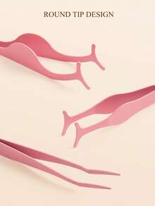 3pcs Pink Seahorse & Gourd Shape False Eyelashes Applicator With Comb Clip Set, Essential Makeup Tool - Pink - View 5