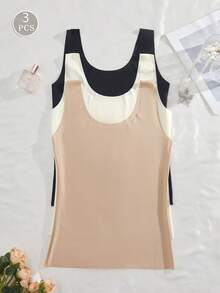 3件套女士无缝冰丝无钢圈吊带背心，无衬垫 - 彩色 - 查看 2