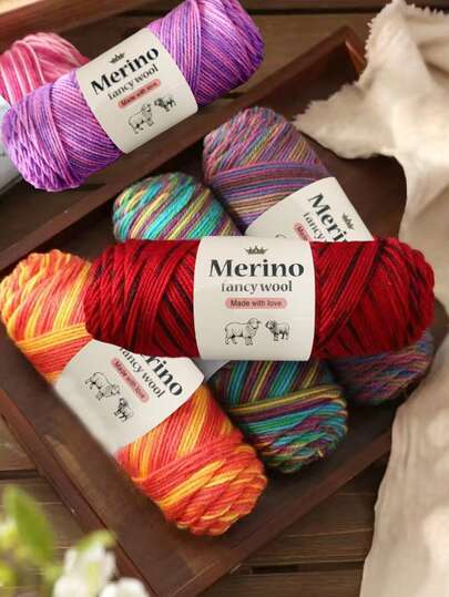 3pcs/300g Luxury Gradient Dyed Colorful Merino Wool Yarn, Soft, Comfortable And Warm (95% Merino Wool, 5% Polyester), Suitable For Handmade Knitting And Crocheting: DIY, Sweaters, Scarves, Hats, Shawls, Blankets, Cardigans And Other Handicrafts - Medium Thickness