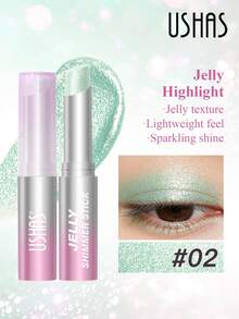Que phấn mắt và bắt sáng USHAS, có 6 màu, bắt sáng mịn, kết cấu dạng thạch, thoa đều, lâu trôi, thiết kế dạng thỏi dễ mang theo và sử dụng, thích hợp trang điểm hàng ngày, lễ hội, tiệc tùng - #02 Thạch bạc hà tỏa sáng - Xem 2