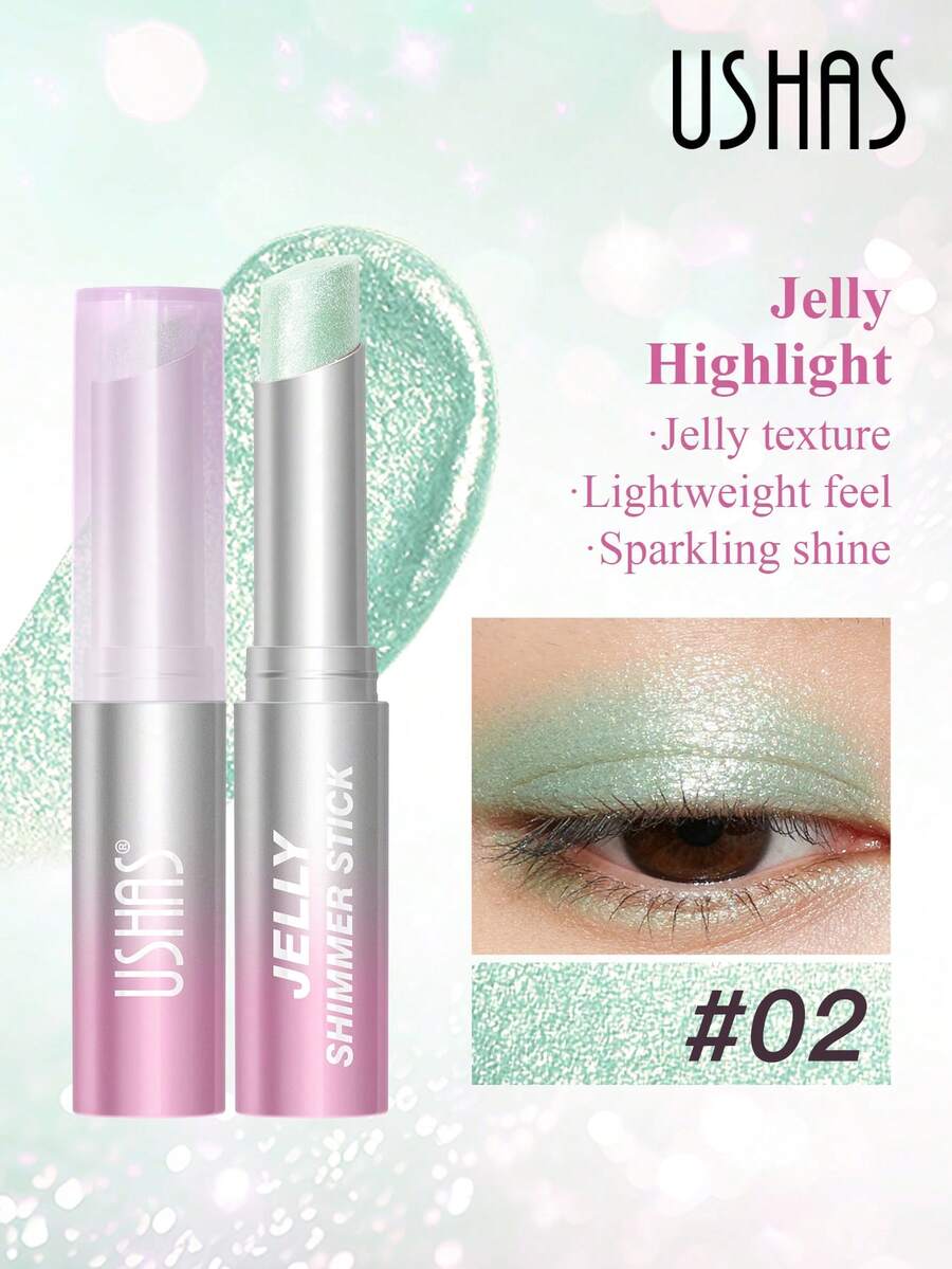 Que phấn mắt và bắt sáng USHAS, có 6 màu, bắt sáng mịn, kết cấu dạng thạch, thoa đều, lâu trôi, thiết kế dạng thỏi dễ mang theo và sử dụng, thích hợp trang điểm hàng ngày, lễ hội, tiệc tùng
