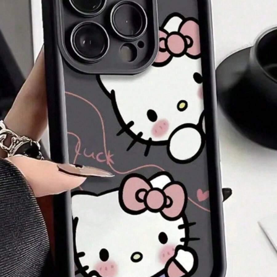 SANRIO 可爱猫咪元素时尚手机壳 三丽鸥新款卡通可爱蝴蝶结Hello Kitty手机壳 兼容 17/16/15 Pro Max 13/14 Pro Max/14/15 Plus/11/12 时尚高端独特设计 春季礼物派对 - 彩色 - 查看 1