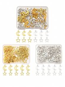 Bộ 50 mặt dây chuyền hợp kim hình trăng sao, nhiều màu sắc, bạc/vàng cổ điển. - 35 chiếc - Xem 10