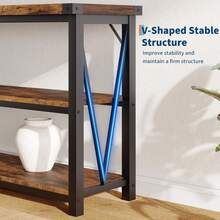 Mesa Consola Larga de Madera con Ranuras Mesa para Entrada Foyer Pasillo Sala de Estar Detrás del Sofá - Marrón - Ver 5