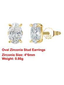 一对8A级高品质立方氧化锆耳钉，925纯银椭圆形切割氧化锆首饰，时尚女士耳环，耳钉，生日、圣诞节、婚礼和订婚时送给女友、妻子、母亲和爱人的最佳礼物 - LZE03 - 查看 17