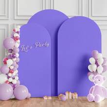 5ft, 6ft, 6.6ft, 7.2ft Arch Backdrop, 2 Sides Spandex Stretch Fabric Arch Backdrop, Suitable For Wedding Arch, Birthday Party, Wedding Arch Decor (Arch Frame Not Included, Only Fabric Backdrop) - Violet Purple - View 4