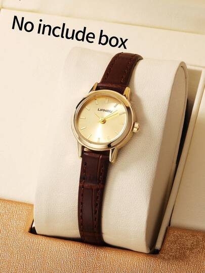 LIANDU LIANDU Ladies' Watch, Vintage, Fashionable, Minimalist, Elegant Round Case, Pu Leather Strap Featuring A Delicate And Charming Small Dial, Perfect For Everyday Wear And An Ideal Gift Choice