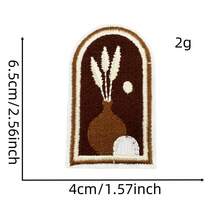 12pcs/Set Brown Mixed Style Embroidered Patches, Iron-On Applique Dress Clothing Repair Decorative Badges - 12 Brown Fabric Patches - View 4