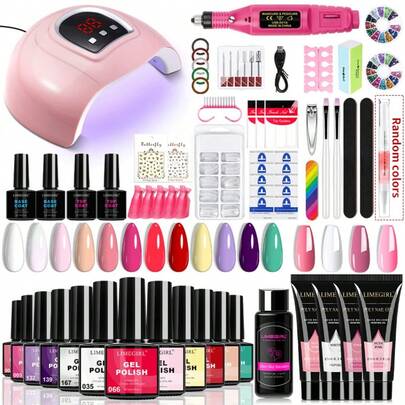 LIMEGIRL UV Gel Nail Polish Set, Includes UV Light And Nail Drill, UV LED Nail Lamp, Gel Nail Polish Set, Versatile Gel Nail Polish Set, Base Coat, Top Coat, Top Coat, Professional Gel Manicure Set, Home DIY Nail Care Set, Gift For Women