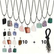 20pcs Vintage Moon Shaped Pendant With Adjustable Black Faux Leather Necklace Chain - Suitable For Jewelry DIY Bracelet And Earring Making, 10pcs Pendant + 10pcs Necklace Chain - Multicolor - View 18