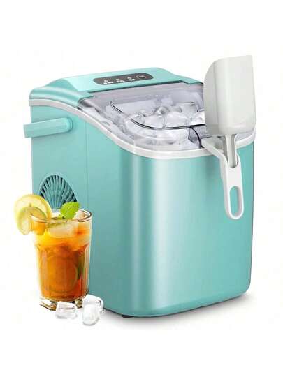 Advwin 12KG Self-Cleaning Ice Makers, Portable Ice Maker Machine With Handle, Green