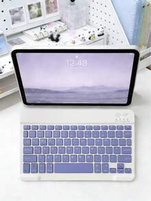 AKKHOO Teclado inalámbrico, ultra delgado de 10 pulgadas, recargable y silencioso, teclado inalámbrico para tableta/laptop, teclado para iPad Mini - Morado - Ver 9