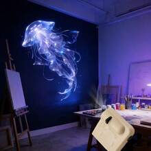 1个LED海洋元素投影灯，电池供电（无需电池），营造浪漫卧室氛围和星空海洋效果，明亮的LED投影灯可用于房间装饰和氛围营造 - 创意夜灯，适合作为生日礼物或情人节派对背景、摄影背景、家庭氛围、装饰照明、情调照明，经久耐用，USB供电，摄影师礼品购买者 - 米黃色 - 查看 12