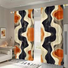 2 pezzi Tende con stampa in tessuto africano, stile con passante per asta, fascino rustico, design moderno, in poliestere, artistico, facile installazione, durevole, adatto per camera da letto, ufficio, cucina, soggiorno, studio - Decorazione per la casa, lavabile in lavatrice - Multicolore - Visualizzare 8