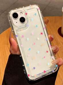 1 pieza Funda de teléfono con diseño de estrella colorido y minimalista, adecuada como regalo festivo compatible con Samsung, compatible con iPhone XS/XS Max/XR/11/12/13/14/14 Plus/15/15 Plus/16/16 Plus/7/8 Plus/17/17 Pro y otros modelos - Multicolor - Ver 3