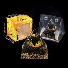 1pc Natural Crystal Ball Pyramid Ornament, Resin Wrapped Crystal Chips Home Decoration, Boxed Lucky Fengshui Desktop Small Ornament - Multicolor - View 7