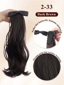 Women's Fashion Cute Bowknot Banana Clip Hairclip Synthetic Curly Wavy Long Hair Extension, Bowknot Ponytail Heat Resistant Fiber Hair Wig Hair Accessories, A Gift Suitable For All Seasons, Valentine's Day Hair Clips, Student Supplies, Elegant, Preppy Style, Bowknots, Hair Accessories - Multicolor - View 12