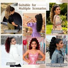 Claw Shaped Ponytail Extension Hair Accessory Black Brown Burgundy Gradient Brown Gradient Burgundy 20 Inch Long Wave Heat-Resistant Fiber Synthetic Ponytail Wig, Suitable For Women's Christmas, Halloween Music Festival Parties And Daily Use - Two-Tone - View 11