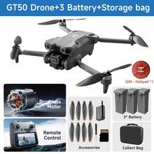 AXNEN 2026升级版GT50无刷遥控无人机，配备4.3英寸大尺寸FPV遥控器、无刷电机、高清双镜头带EIS电子图像稳定功能、持久耐用的高容量电池，功能包括光流悬停、无头模式、手势摄影——是圣诞节和其他节日的完美无人机礼物，即使是初学者也能轻松操作。