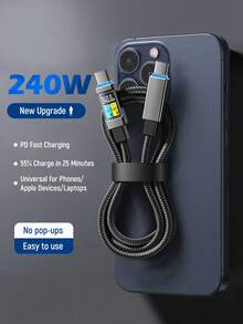 240W USB C To Type C Charging Fast Cable, USB-C Charging Cable,Lightning Charging Cable, Multi-Functional USB C Cable Compatible With Iphone 17/16/15 Pro Max Pro, IPad, Notebook Computer,Compatible With Huawei,Compatible With Samsung,Tablets, Moto G, Pixel And More USB-C Devices,Universal Efficient Charging Adapter,Power Delivery High-Speed Charging Compatible With IPhone 17, 17 Pro Max, 16, 16 Plus, 16 Pro, 16 Pro Max,Compatible With Redmi, Compatible With OnePlus Charger Travel Fast Charging - Multicolor - View 2