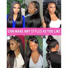 34 Inch 200% Density 13x4 Lace Frontal Straight Blended Human Hair Wigs Pre Plucked 13x4 Highlight Transparent Lace Front Wig For Women - Natural & Black - View 5