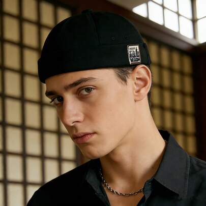 1 Retro Domförmiger Fischerhut ohne Krempe mit neutralem Farbblockdesign, lässiger Outdoor Hip-Hop Hut, beliebter Melonenhut für Frühling und Herbst, minimalistischer Domhut Stil, bequem und elastisch für den täglichen Straßengebrauch, Lässig-Reisen, Abenteuerreisen, Retro-Stil und modische Kleidung