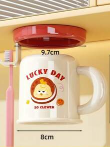 1pc Cute Pet Pattern Wall Mounted Toothbrush Holder Cup With Toothbrush Hook, Bathroom Vanity Storage Cup, Wall Mounted Toothbrush Cup - Multicolor - View 9