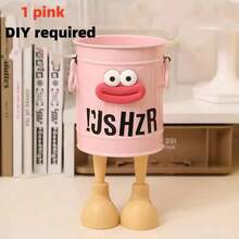 1 pieza Cubeta de flores con diseño de payaso lindo, florero de embalaje DIY con diseño de ramo floral adorable de dibujos animados - Blanco - Ver 5