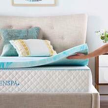 Linenspa - Colchoneta de Memory Foam con Gel y Diseño de Remolino - Sobrecolchon Refrescante de 5 cm - Topper para Colchon - Sensacion Suave y Acolchada - Alivia Puntos de Presion - King - 5 centímetros - Ver 5