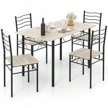 GOFLAME 5 PCS Dining Table Set Counter Height Table W/ Spacious Rectangular Tabletop - Beech - View 5