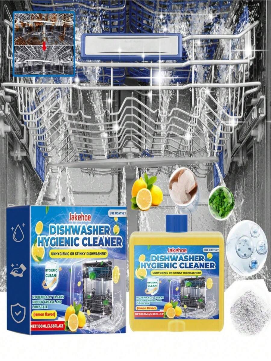 jakehoe 洗碗机清洁剂，有效去除油脂、水垢和异味。它能快速轻松地去除油渍和顽固污垢，让您的餐具洁净清新。淡淡的清香，让您的厨房用具和清洁工具在使用后倍感洁净清新。