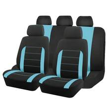 REMAX 9 piezas Fundas de asiento de coche de tela de poliéster, compatibles con airbags, cojines de asiento de ajuste universal, accesorios de coche, nuevo diseño para mujeres - Azul menta - Ver 1