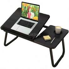 Mesa para Cama Plegable, Escritorio Portatil para Laptop, Mesita Laptop Cama con Portavasos y Ranura Inclinación Ajustable de 5 Niveles de Comer, Jugar, Estudiar y Trabajar - por defecto - Ver 4