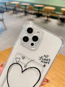 Funda de teléfono a prueba de golpes con ranura para tarjeta con forma de corazón compatible con iPhone - Multicolor - Ver 3