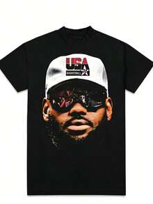 Basketball Star T-Shirt, Unisex Short-Sleeve, N Retro Brand T-Shirt, Summer Top, Streetwear 0, Casual Short-Sleeve Crew Neck Top, Machine Washable, Comfortable And Fit For All Seasons, Unique Pattern T-Shirt, Comfortable Fit, Loose Fit, Casual Wear, Top, Men's T-Shirt, Halloween, Casual, Christmas