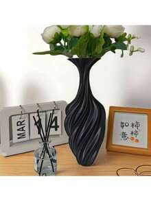 1个3D打印丝绸简约花瓶，北欧风格家居装饰礼品，适合情人节、感恩节、家庭聚会、客厅、办公室、玄关、花园、阳台和家居装饰。 - 白色 - 查看 7