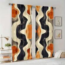 2 pezzi Tende con stampa in tessuto africano, stile con passante per asta, fascino rustico, design moderno, in poliestere, artistico, facile installazione, durevole, adatto per camera da letto, ufficio, cucina, soggiorno, studio - Decorazione per la casa, lavabile in lavatrice - Multicolore - Visualizzare 5