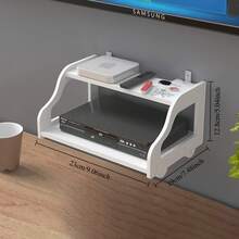 1个悬浮式家用收纳架，坚固的电视柜，壁挂式多功能客厅收纳架，可放置路由器和机顶盒，多用途收纳架，悬浮式收纳架 - 白色 - 查看 2