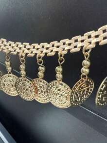 1pc Bohemian Style Exaggerated Beaded Vintage Coin Anklet For Women, Suitable For Beach Holiday Wear - Vàng - Xem 5