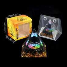 1pc Natural Crystal Ball Pyramid Ornament, Resin Wrapped Crystal Chips Home Decoration, Boxed Lucky Fengshui Desktop Small Ornament - Multicolor - View 36